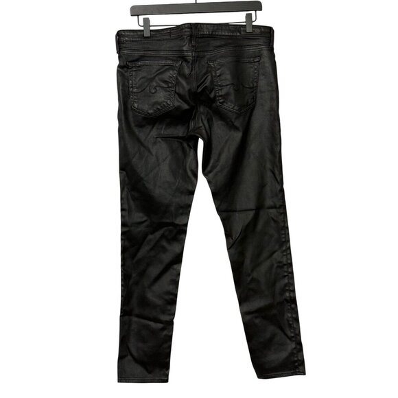 AG Adriano Goldschmied The Legging Ankle Super Skinny Jean Black Coated Size 32R - Picture 3 of 8